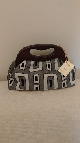 Borsa geometrica manico legno - borsa, geometrica,