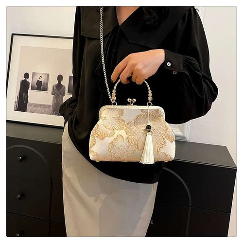 Borsa seta jacquard avorio - in,